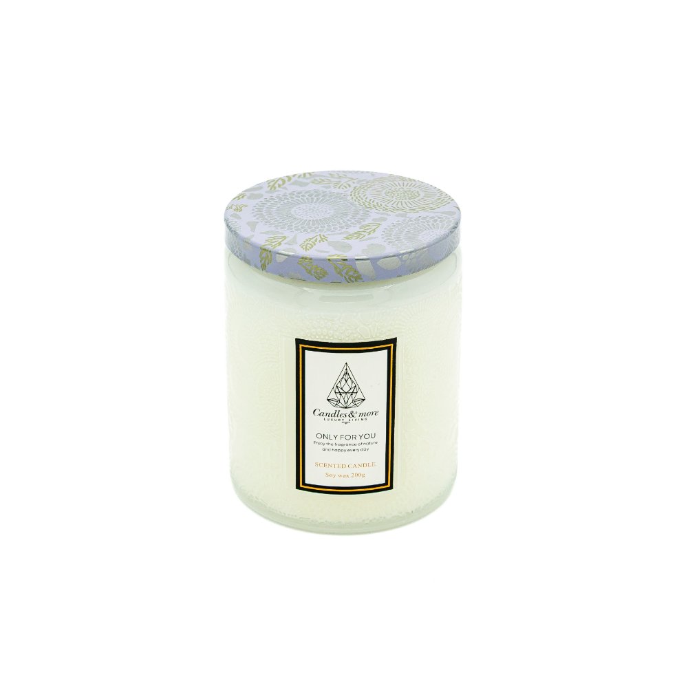 CAM-XLB013V Κερί Αρωματικό Σε Ανάγλυφο Βάζο Με Καπάκι 200g Vanilla