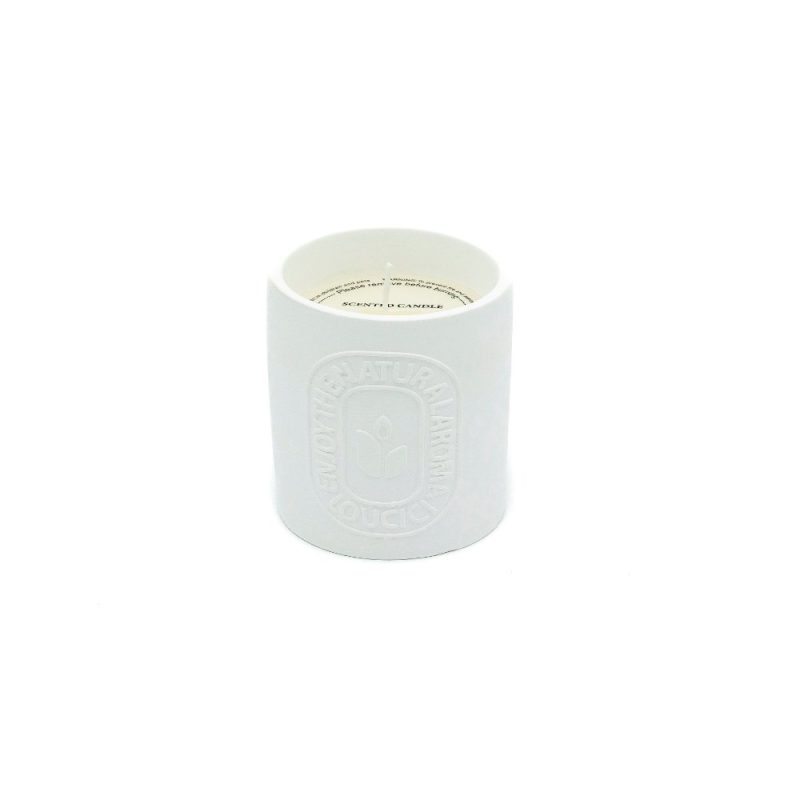 Κερί Αρωματικό Σε Πήλινο Λευκό Βάζο 150g Sandalwood