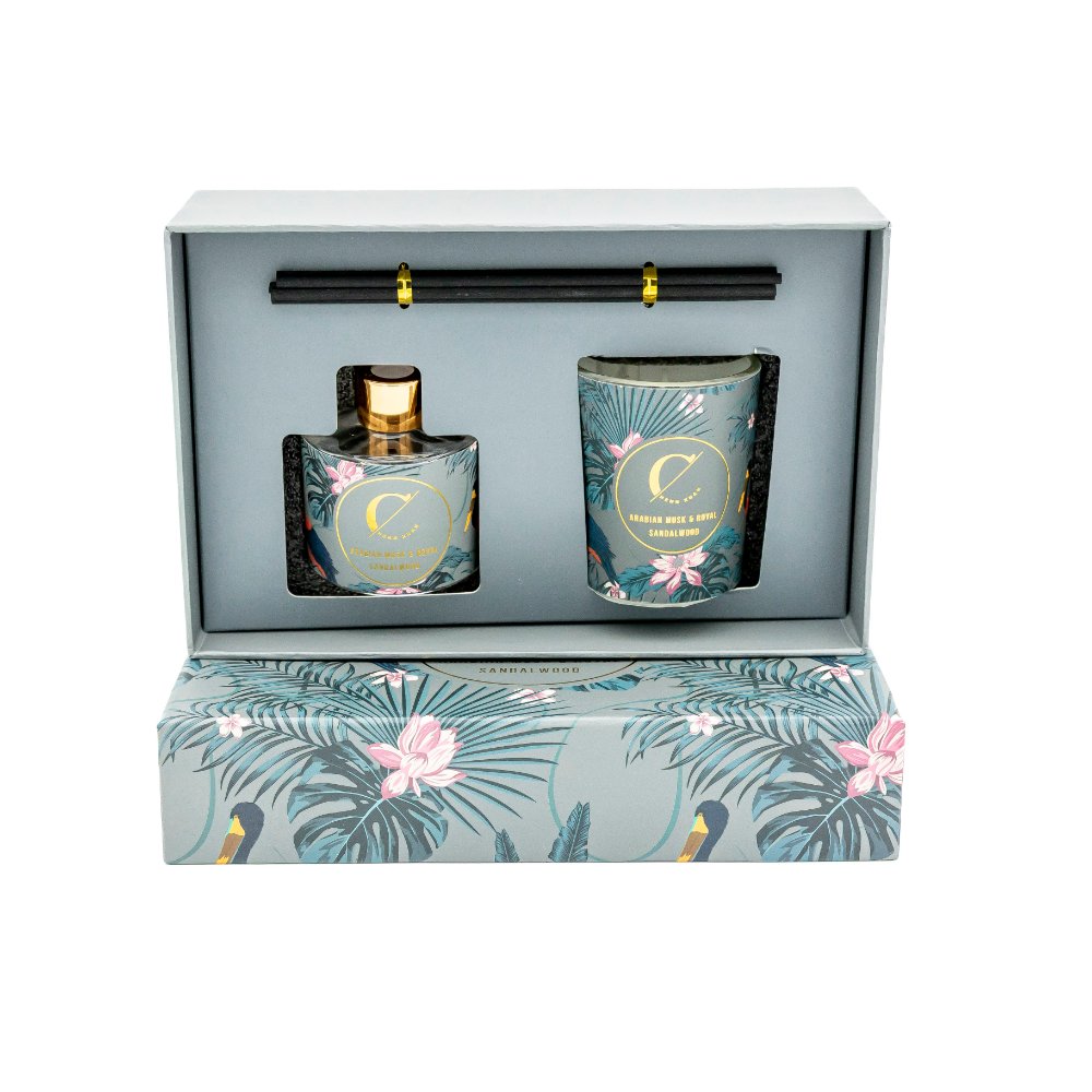 IMG_0257 Αρωματικό Χώρου Diffuser Μπουκάλι + Κερί 50ml Arabian Musk & Royal Sandalwood - Image 1
