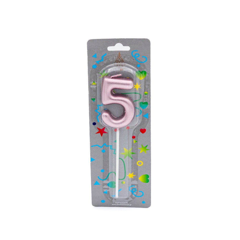 IMG_0321 Κερί Γενεθλίων Πομπέ Αριθμός Νο 5 Pink - Image 1