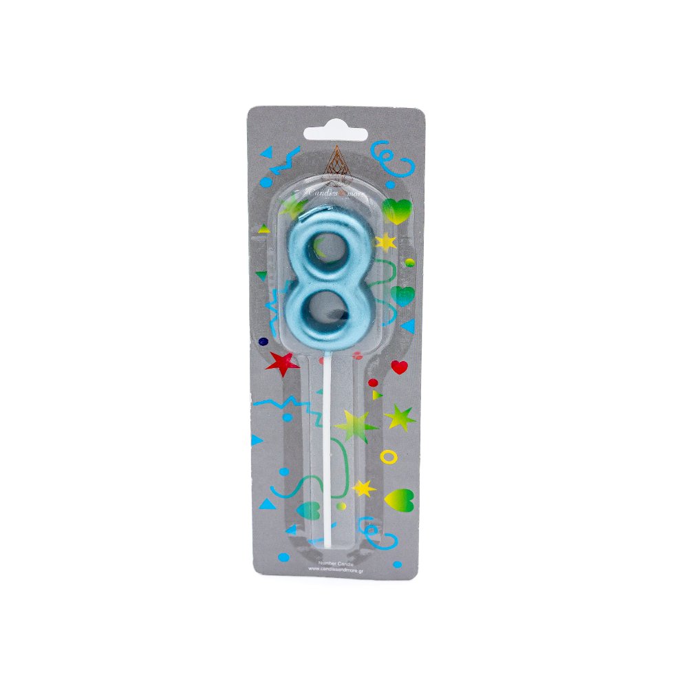 IMG_0325 Κερί Γενεθλίων Πομπέ Αριθμός Νο 8 Blue - Image 1