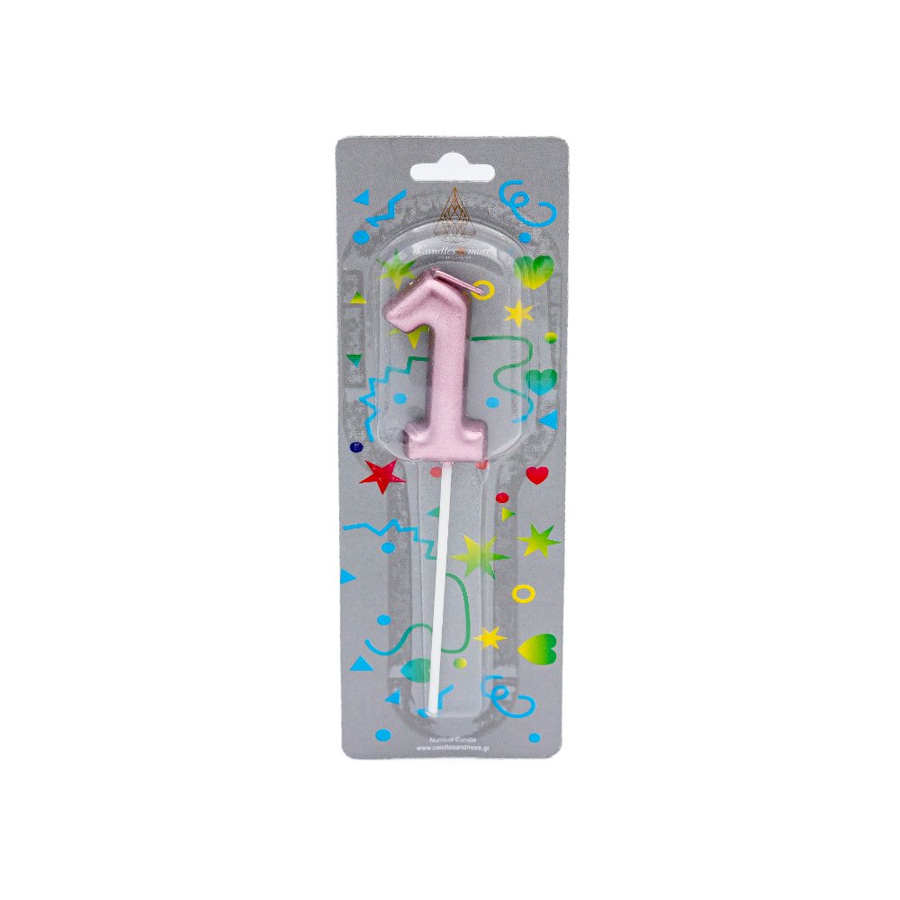 IMG_0329 Κερί Γενεθλίων Πομπέ Αριθμός Νο 1 Pink - Image 1