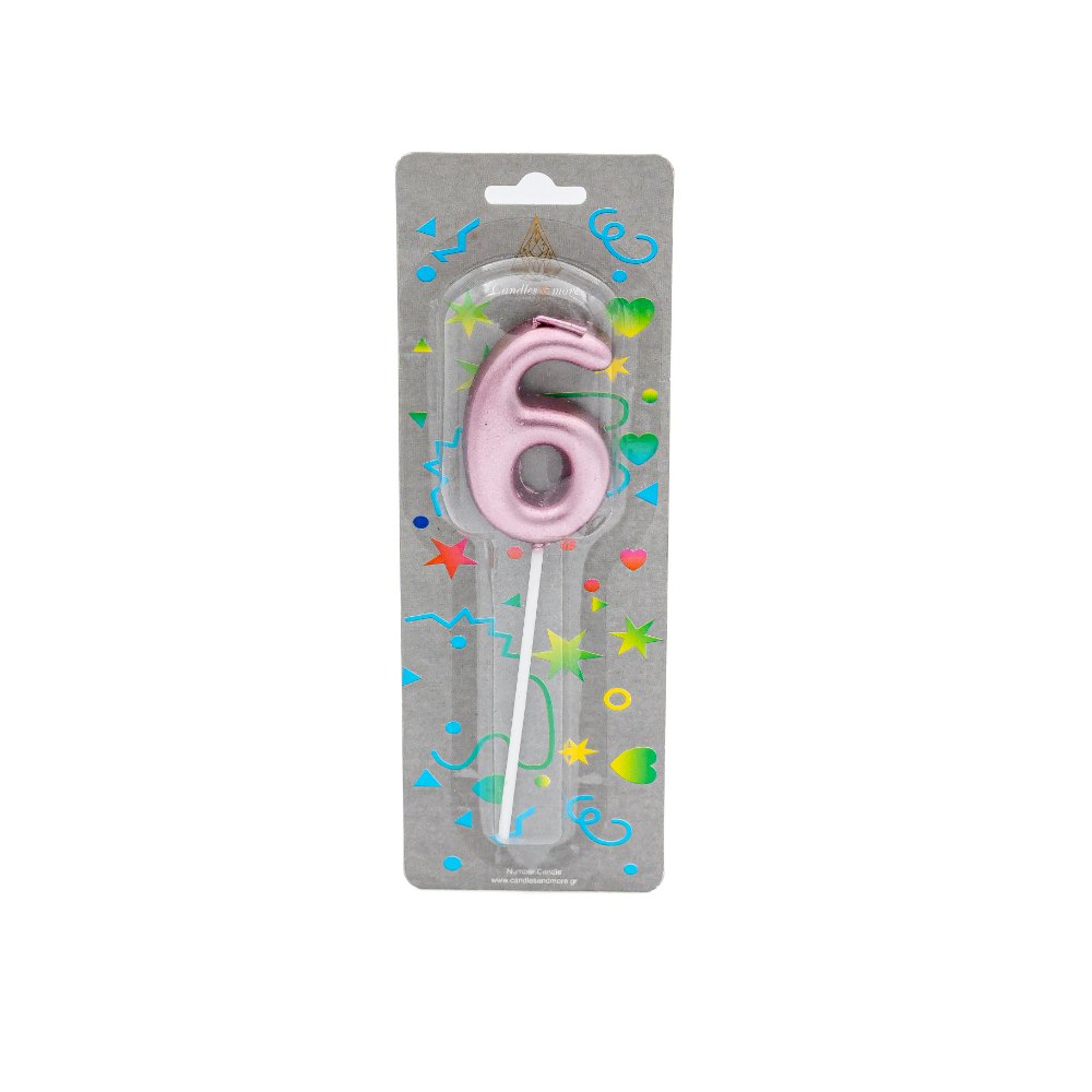 IMG_0335 Κερί Γενεθλίων Πομπέ Αριθμός Νο 6 Pink - Image 1