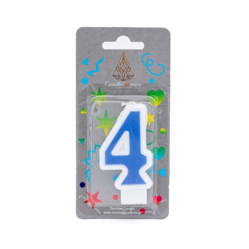 Κερί Γενεθλίων Πομπέ Αριθμός Νο 4 Blue