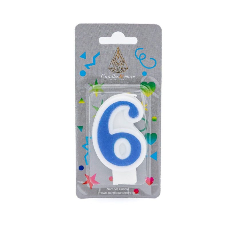 Κερί Γενεθλίων Πομπέ Αριθμός Νο 6 Blue