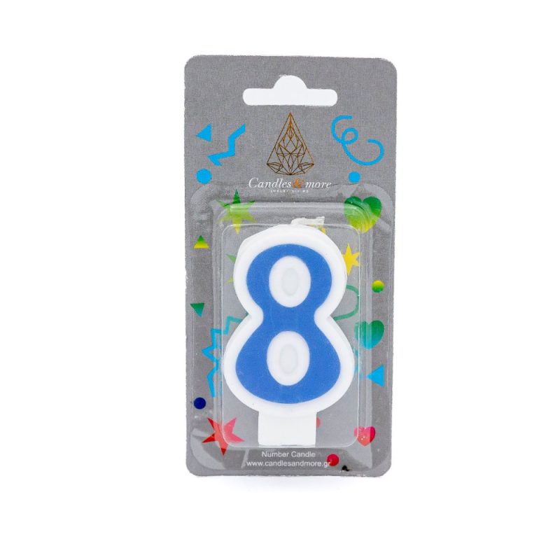 Κερί Γενεθλίων Πομπέ Αριθμός Νο 8 Blue