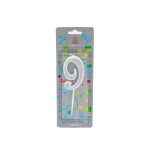 Κερί Γενεθλίων Glitter Αριθμός Νο 9 Silver