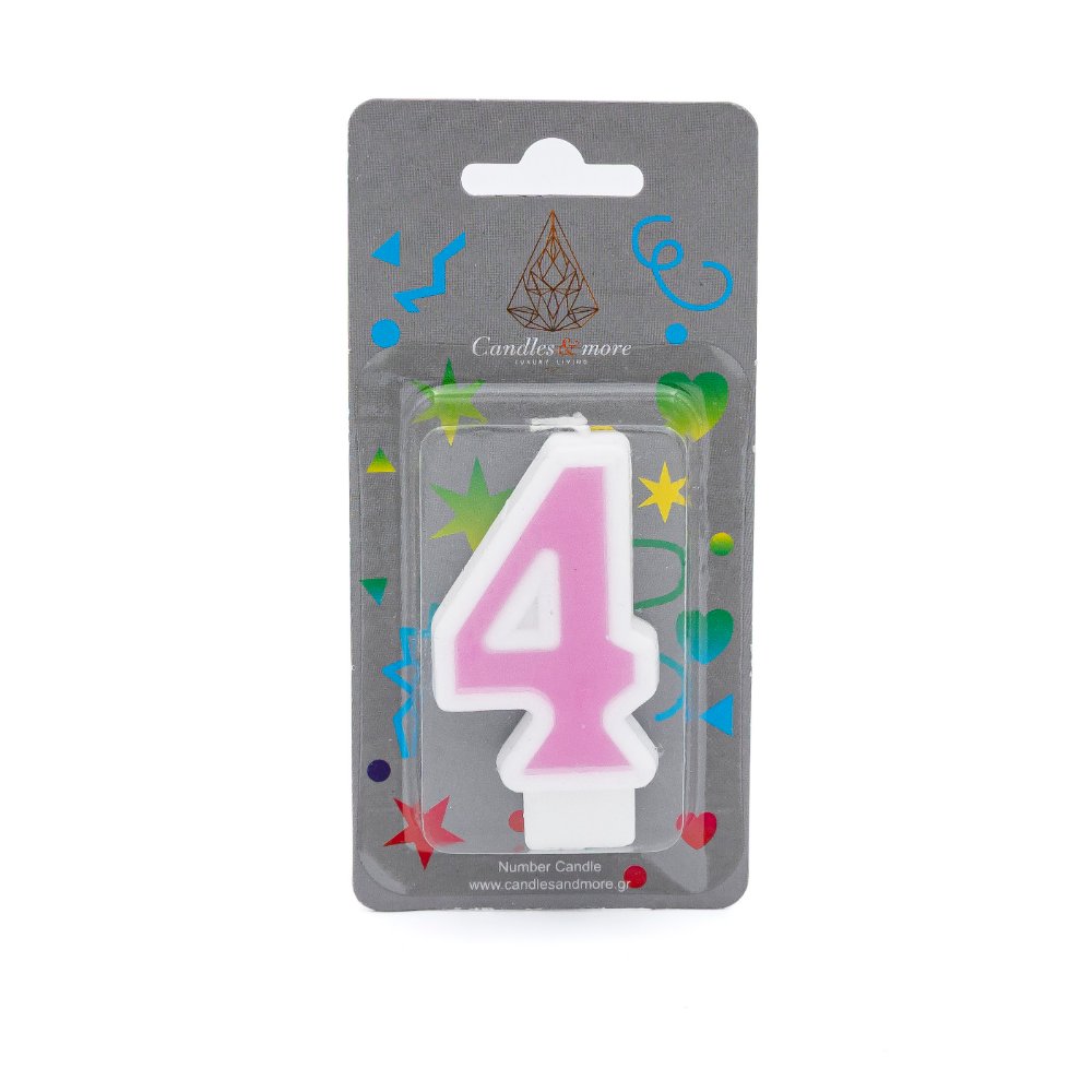 CAM-JD07-4P Κερί Γενεθλίων Πομπέ Αριθμός Νο 4 Pink