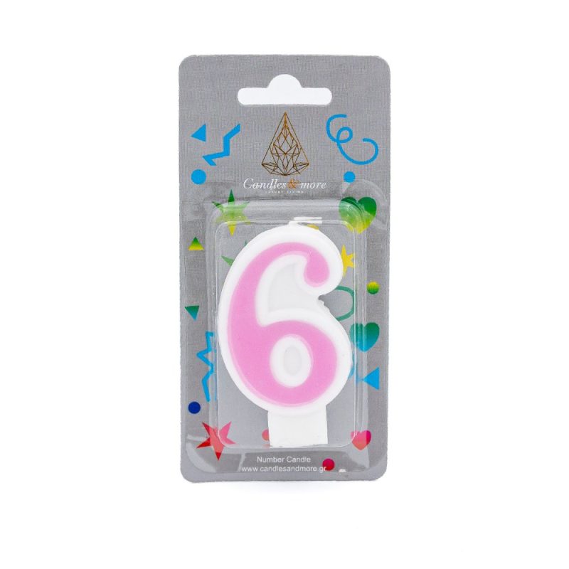 Κερί Γενεθλίων Πομπέ Αριθμός Νο 6 Pink