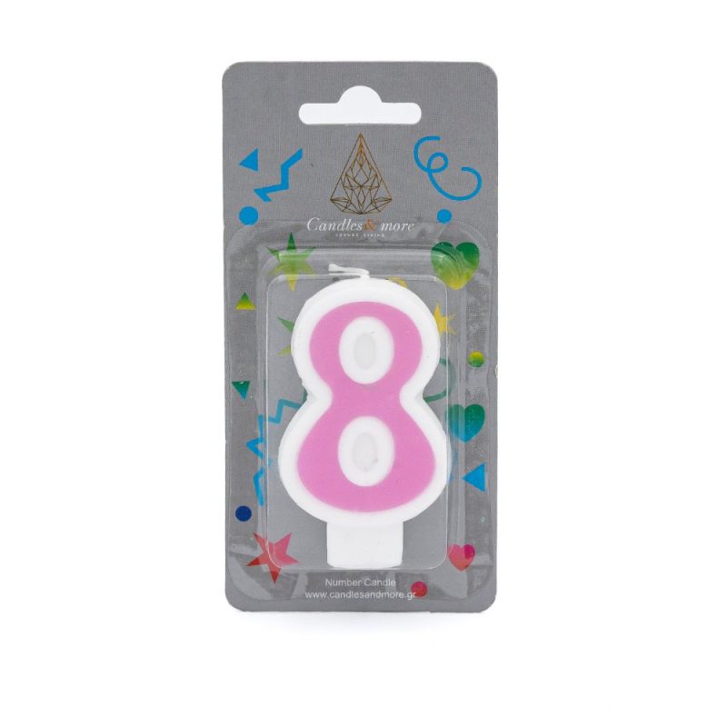Κερί Γενεθλίων Πομπέ Αριθμός Νο 8 Pink