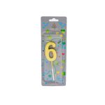 Κερί Γενεθλίων Αριθμός Νο 6 Silver