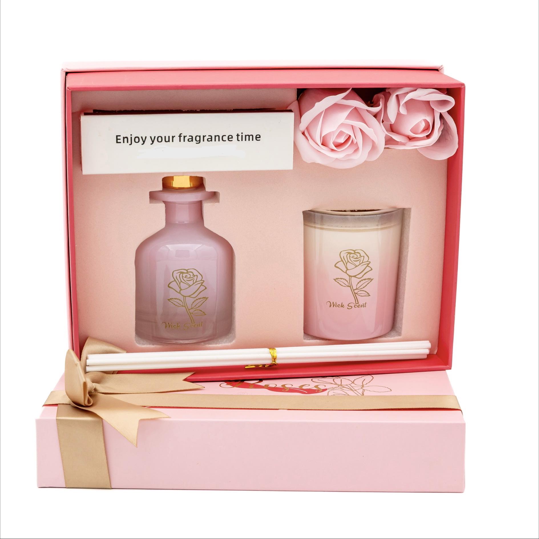 rs Αρωματικό Χώρου Diffuser Μπουκάλι, Τεχνητά Τριαντάφυλλα + Κερί 50ml Rose - Image 1